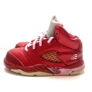 Nike Air Jordan 5 Retro (TD) Valentines Day Sz 6.5C Toddler 440890-605 Red Pink‎